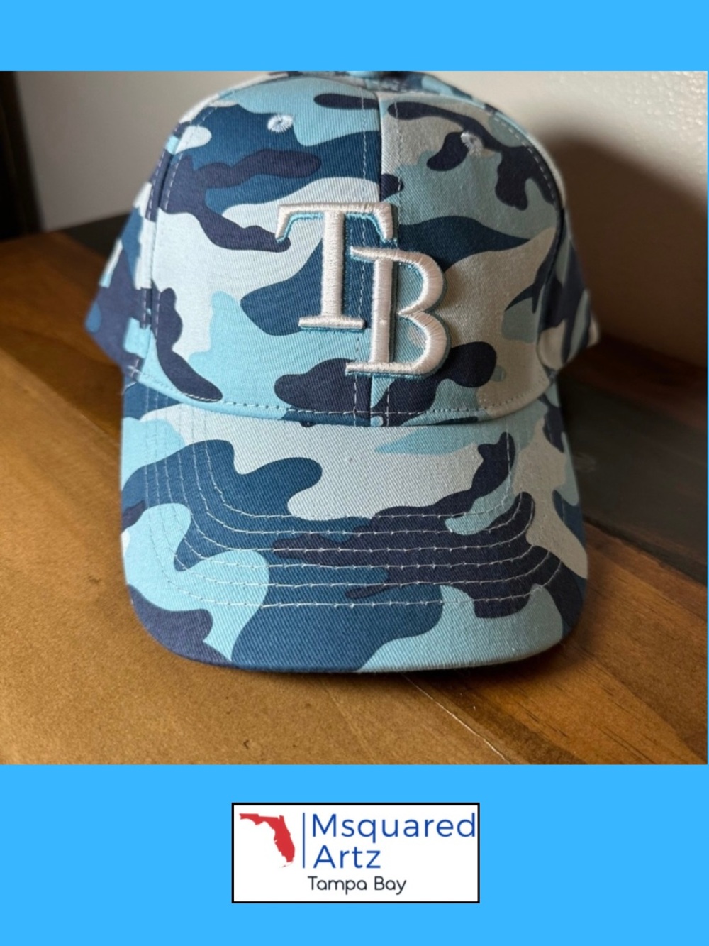 Tampa Bay Rays Blue Camo Snapback Hat TB Logo Cotton Adjustable Baseball Cap New